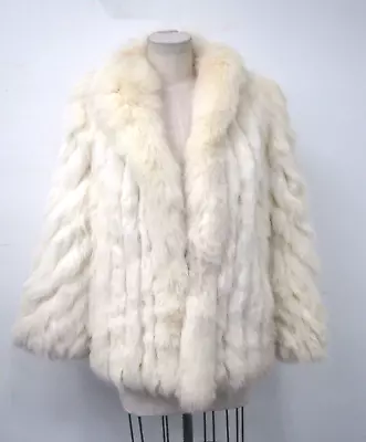 Vintage SAGA FOX Bemberg Lined Blue Fox Fur Coat Women's Size 12 • $120