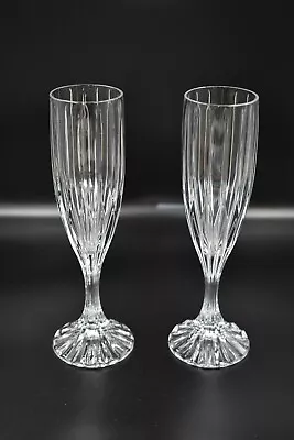 Mikasa Park Lane Crystal Fluted Champagne Glasses Set (2) 8 5/8  Cut Glass • $23.90