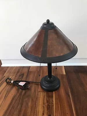 Vintage Arts & Crafts Mission Mica Tensor Bronze Tone Double Socket Table Lamp • $149.99