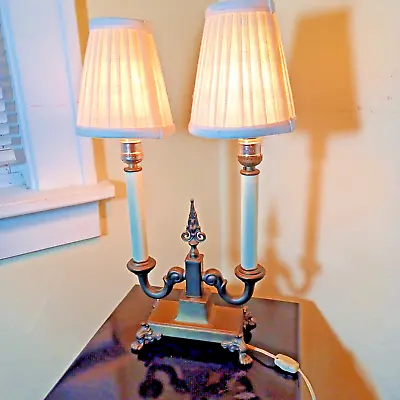 Mutual Sunset Lamp Company Two Arm Candelabra Table Lamp  Bronze Antique Brass • $98.75