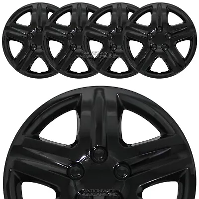 New Set Of 4 BLACK 16  Hub Caps Wheel Covers 5 Spoke Star Full Tire Rim Lug Hubs • $64.99