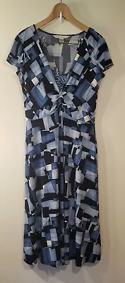 AA Studio AA Dress Blue Geometric Pattern Size 10 • $8.99