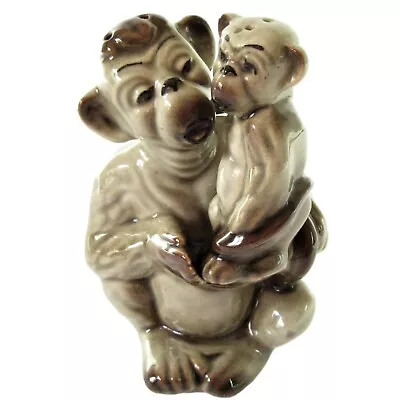 Ceramic Arts Studio Monkey Mother And Baby Snuggler Salt Pepper Shaker Set 1952 • $28.89