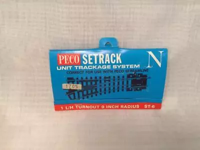 N Scale Peco St-6 Setrack Left Hand Turnout 9 Inch Radius Switch Track Code 80 • $19.79