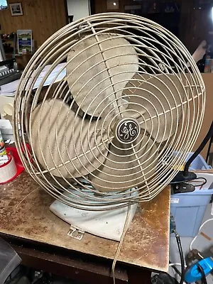 Vintage 1960's GENERAL ELECTRIC Fan Model F12PG12 Grey Oscillating Metal USA GE • $35