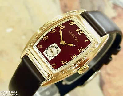 1940's Vintage BULOVA Stunning Maroon Dial Serviced & Warranty • $450