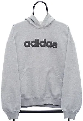 Vintage Adidas Spellout Grey Hoodie - Medium • $59.76