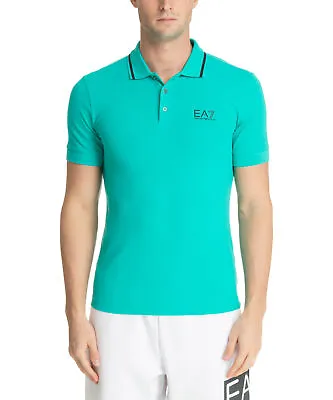 Emporio Armani EA7 Polo Shirts Men 8NPF06PJ04Z1815 Spectra Green Short Sleeves • £92.40