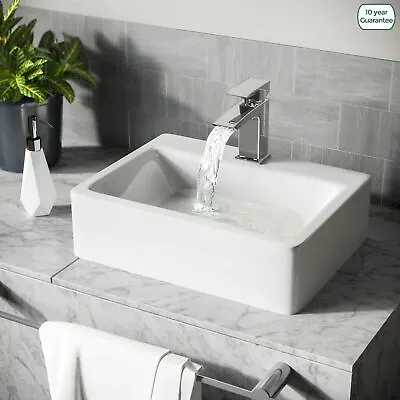 £44.99 • Buy Small 420mm Rounded Counter Top Basin Rectangle Cloakroom Bathroom Sink | Leven