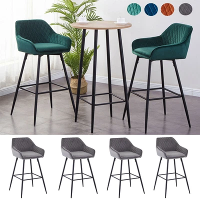 £79.99 • Buy 1/2X Bar Stools Velvet Breakfast Chair Kitchen High Counter Stool Pub Restaurant