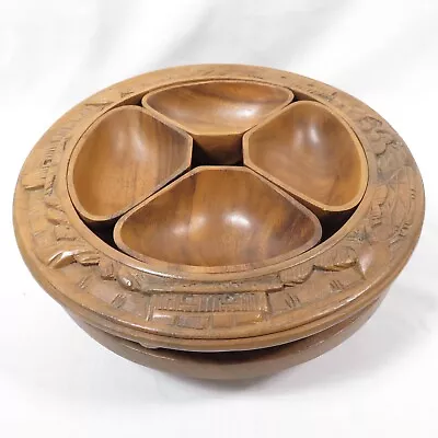 Vintage Monkey Pod Lazy Susan Replacement Tier & 4 Bowls • $20