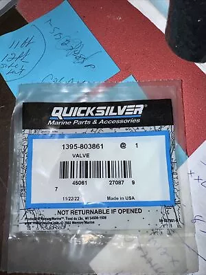 New Mercury Mercruiser Quicksilver Oem Part # 1395-803861 Valve-Inlet • $19