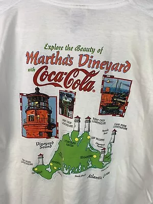 Vintage Marthas Vineyard T Shirt Coca Cola Men’s XL Double Side Tee Crew Logo • $29.99