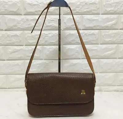 LANVIN Woman Genuine Leather Vintage Shoulder Bag Brown Maid In Italy • $143.44