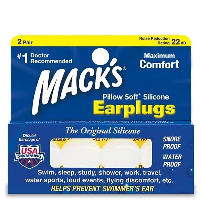 Mack's Silicone Earplugs - White - 2 Pair • $7.95