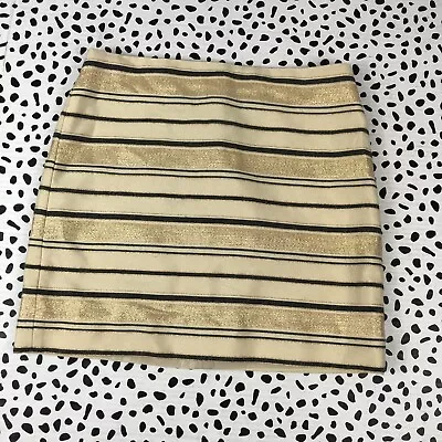 J.CREW Women's Gold Black Shiny Striped Cotton Blend Skirt Sz 00 43856 • $19.99