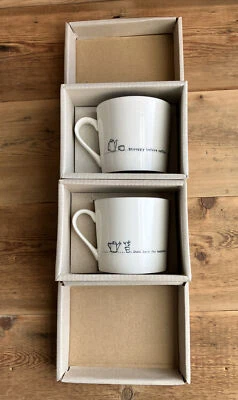 £22 • Buy East Of India Porcelain Mug Set Of 2..Stroppy Before Coffee/Dunk Here..New!!!