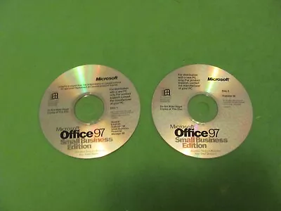 Lot Of 2 Vintage Microsoft Office 97 Small Business Edition Disc 1 & 2. • $19.95