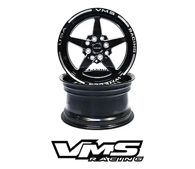 X4 13X9 VMS RACING V-STAR BLACK DRAG RACE3 RIMS WHEELS PAIR 5X100/5X114 ET0 • $831.95