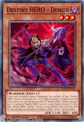 BLC1-EN153 Destiny HERO - Denier : Common 1st Edition YuGiOh Card • £0.99