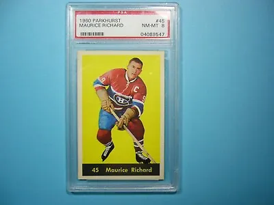 1960 1960/61 Parkhurst Nhl Hockey Card #45 Maurice Richard Psa 8 Nm/mt Parkie Gl • $2249.99