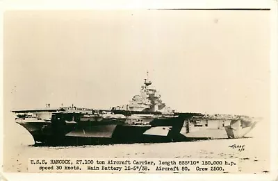 Real Photo Postcard U.S.S. Hancock Aircraft Carrier • $8.95