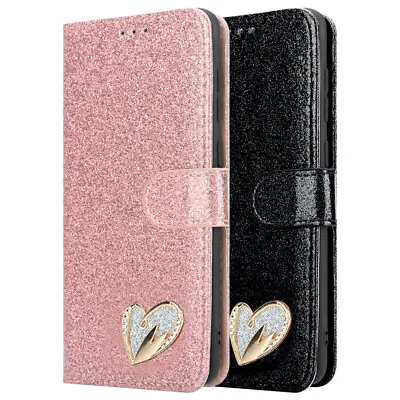 Case For IPhone SE 2020 Shiny Leather Bling Glitter Book Flip Stand Wallet Cover • £6.45