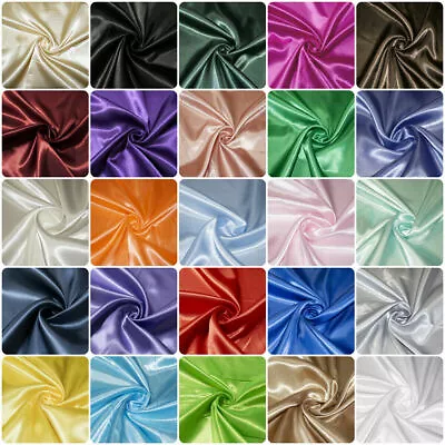 Luxury Silky Satin Dress Craft Fabric Wedding Material 100% Polyester 150cm Wide • £4.99