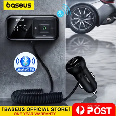 Baseus Wireless Bluetooth FM Transmitter Car Kit Radio Adapter MP3 USB Charger • $18.39