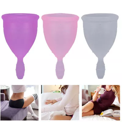 Soft 100% Medical Silicone Reusable Women Menstrual Period Cup S/L 3 Colors • $8.99