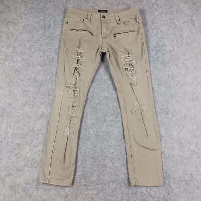 Kayden K Jeans Men Size 34 Slim 34x31Skinny Beige Distressed Stretch Grunge • $8.27