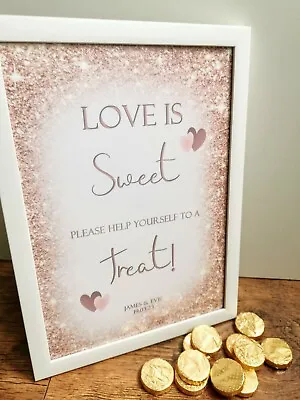 £3.30 • Buy Sweet Bar Sign Wedding Sweet Buffet Sign A4 Glitter Or Floral Personalised