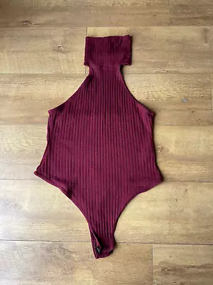£9.95 • Buy 💖 VGC - PLT PRETTY LITTLE THING Halter Neck Body Bodysuit Burgundy Red UK 12