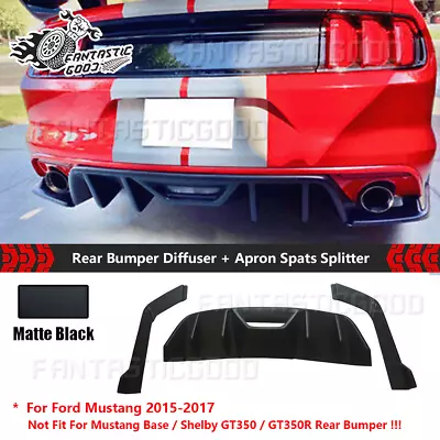 For Ford Mustang 2015-17 HN Style Matte Rear Bumper Diffuser W/Corner Extension • $119.99