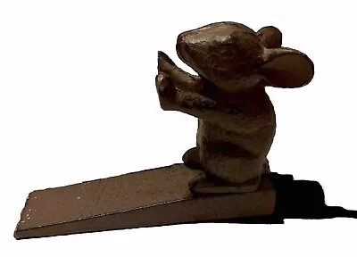 Cast Iron Standing Mouse Doorstop Wedge Antique Rustic Brown Vintage Look • $23.49