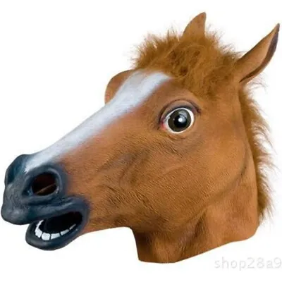 Horse Head Mask Rubber Panto Cosplay Fancy Dress Party Halloween Adult Costume • £13.19