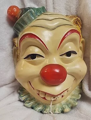 Vintage Chalkware String Holder Wall Hanging Clown Face  • $49.99