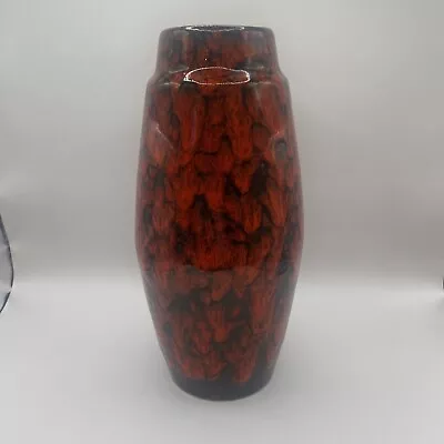 Vintage 1970s West German Ceramic Vase Fat Lava Scheurich 248-22 Red & Black 9” • £36