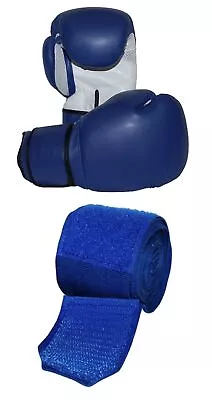 Blue Boxing Gloves Bonded Leather With Air Max PalmMexican Blue Hand-wrap Free • $19.95