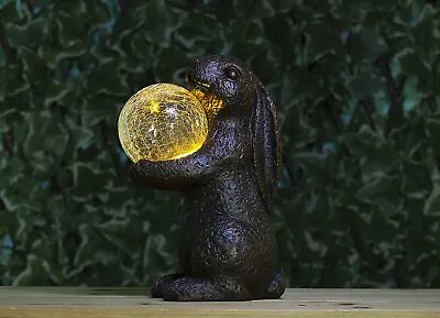 £10.99 • Buy Rabbit With Crystal Ball Garden Light Outdoor Ornament Statue Resin Lamp Decor