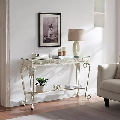 Fancy Glass And Metal Table For Entrance Console Tables Sturdy Hallway Table  • $69.99