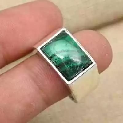 Malachite Gemstone Men's Ring 925 Sterling Silver Statement Ring All Size D36 • $15.24