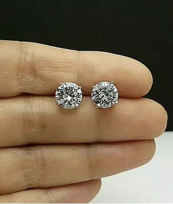 6 Ct Round Cut FL/D Certified Moissanite Stud Earrings Screw Back 14K White Gold • $149