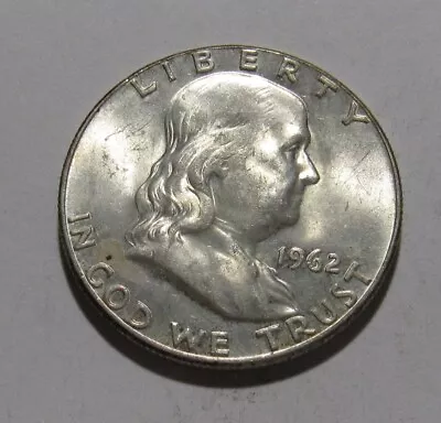 1962 Franklin Half Dollar - AU+/BU Condition - 120SU • $0.99
