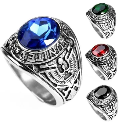 1X Size 7-13 Men Military Ring Stainless Steel Siam Red United States Cool Rings • $3.22