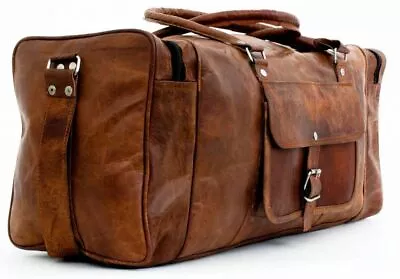 Handmade Real Vintage Leather Goat Luggage Duffle Travel Sport Gym New Men's Bag • $56.53