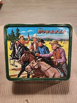 Vintage BONANZA Lunchbox & Thermos - TV - Ponderosa (1963) With Thermos • $325
