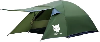 Night Cat 3 Person Tent Waterproof For 2 3 Man Camping With Porch. Double Layer • £79.99