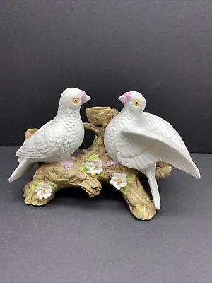 Vintage Love Birds On Branch Porcelain Candle Holder • $22