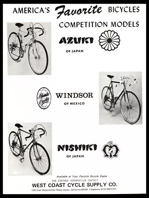 1975 Azuki Windsor Nishiki Japanese Mexico Bikes Vintage Bicycle Print Ad - • $9.95